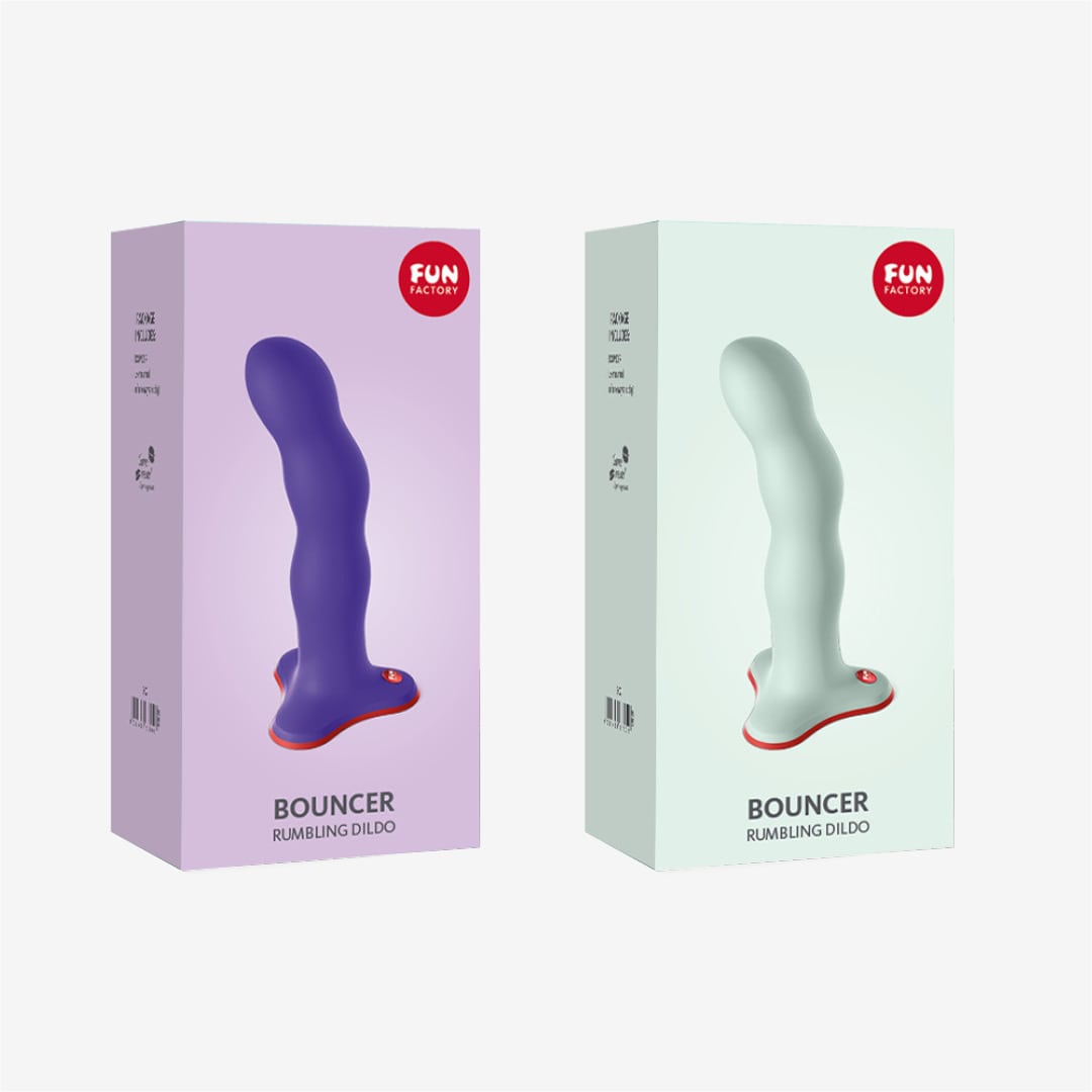 FUN FACTORY - Dildo BOUNCER flashy purple and sage green packaging